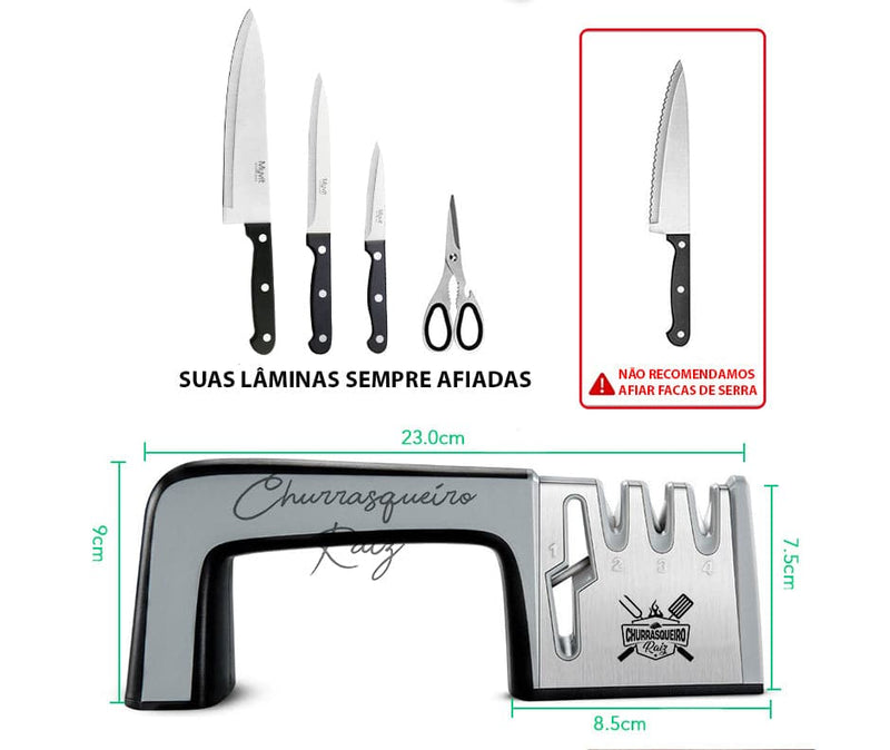 COMBO ELITE - Faca Nelore + Amolador Profissional 4 em 1