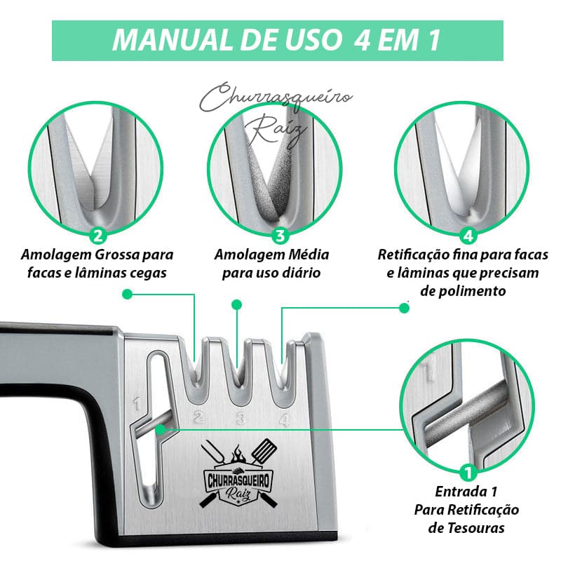 COMBO ELITE - Faca Nelore + Amolador Profissional 4 em 1