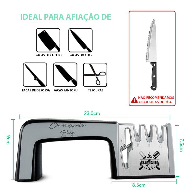 COMBO ELITE - Faca Nelore + Amolador Profissional 4 em 1