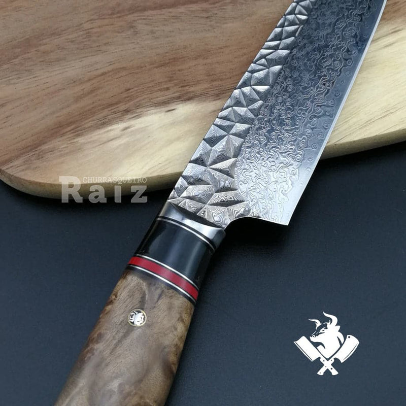 FALCHION - Faca Artesanal de Aço Damasco Martelado Alto Padrão