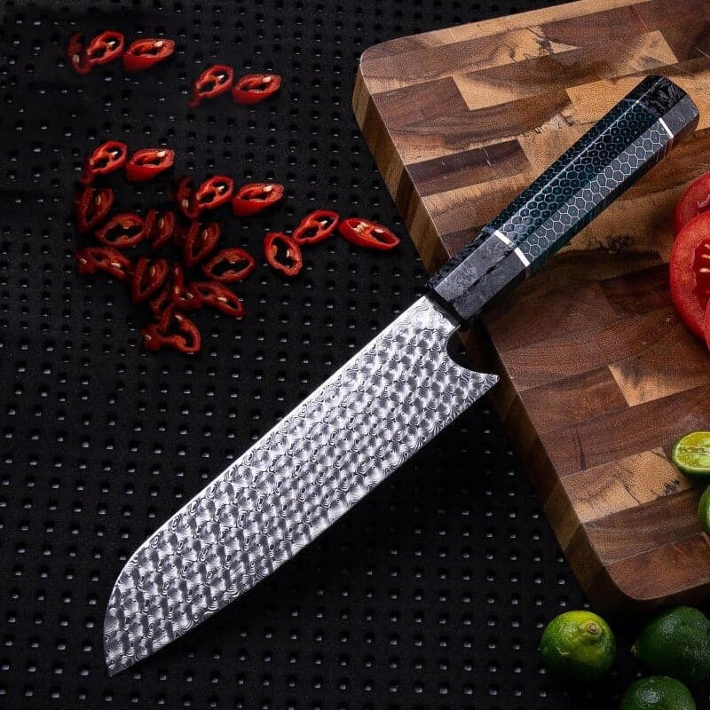 Carbon™ - Faca Santoku 110 Camadas Aço Damasco